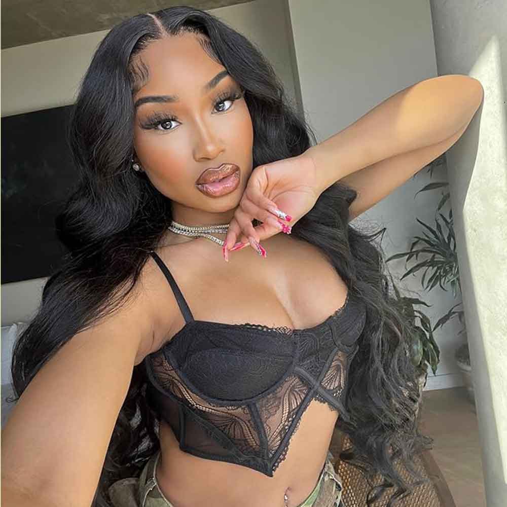 Lace Frontal Wig Transparent Lace Virgin Hair Natural Color Pre-made Wig