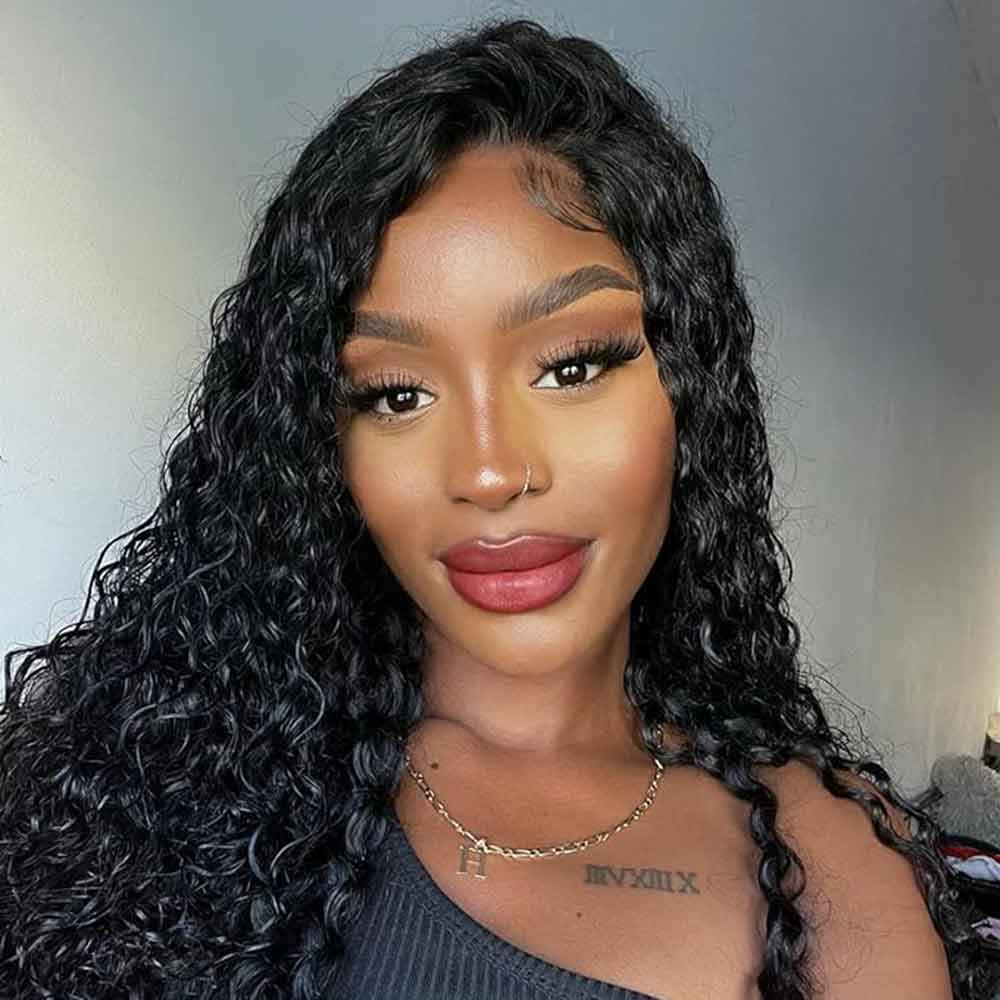 Lace Frontal Wig Transparent Lace Virgin Hair Natural Color Pre-made Wig