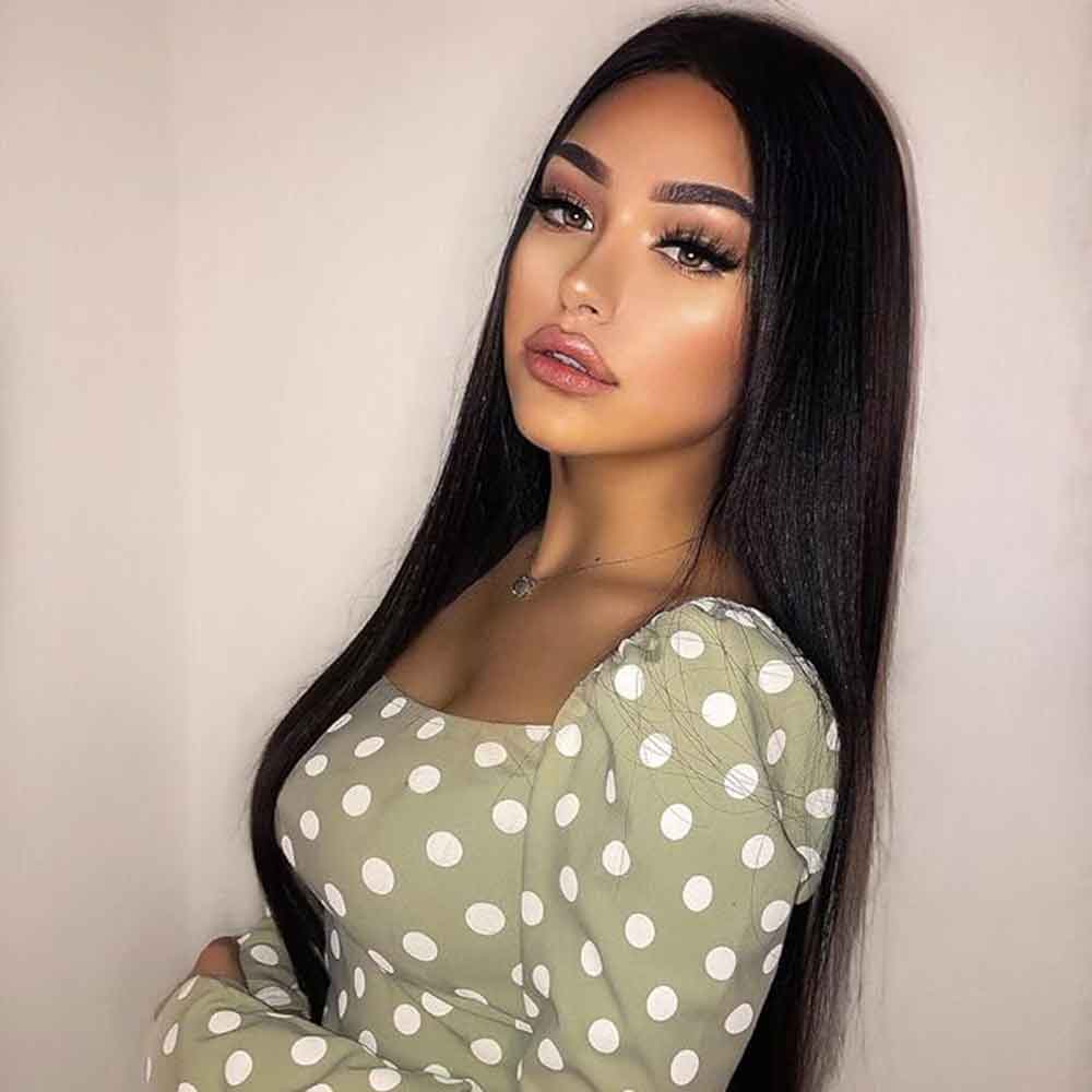 Lace Frontal Wig Transparent Lace Virgin Hair Natural Color Pre-made Wig