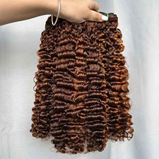 Burmese Curly Double Drawn Virgin Hair Bundles, Natural Color, Piano Color and Brown Color