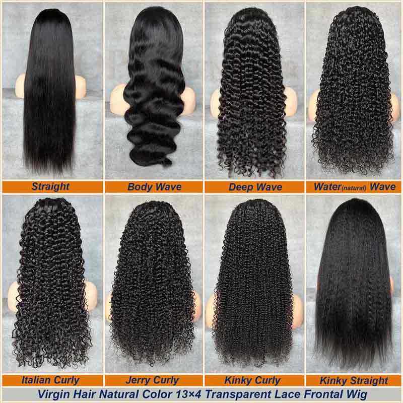 Lace Frontal Wig Transparent Lace Virgin Hair Natural Color Pre-made Wig