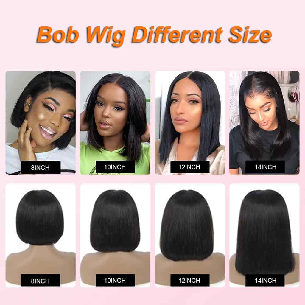 Bob Wig Virgin Hair 180% Density Natural Color