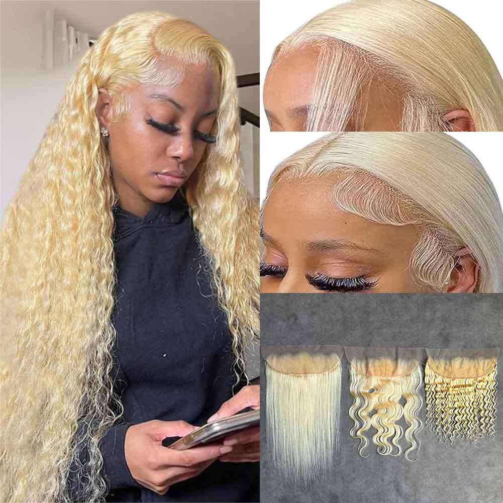 613# Blonde Virgin Hair Lace Closure And Frontal