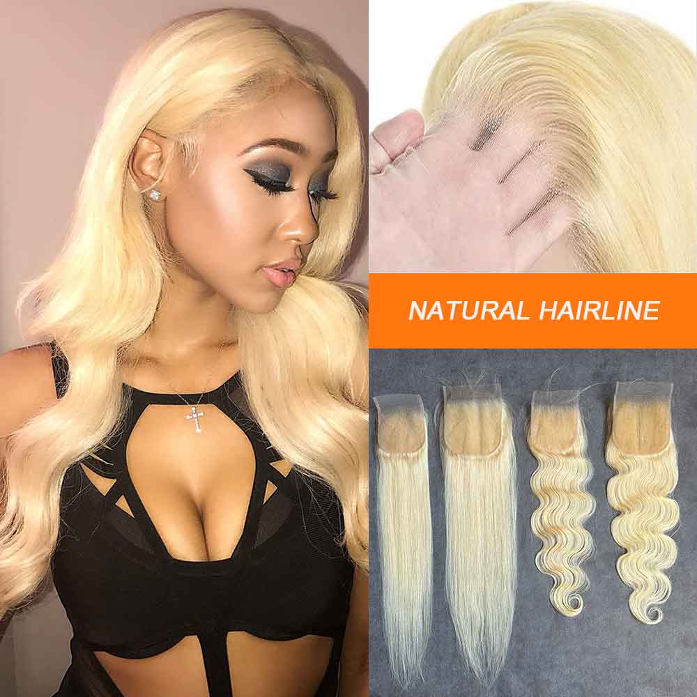 613# Blonde Virgin Hair Lace Closure And Frontal