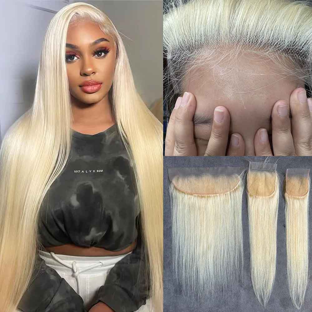 613# Blonde Virgin Hair Lace Closure And Frontal