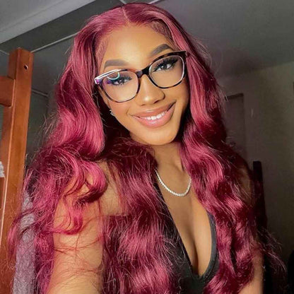 99j# Color & 350# Color Transparent 13×4 Frontal Lace Wig 180% Density