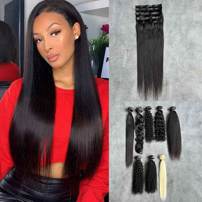 Clip Hair, PU Seamless Clip Hair & Lace Type Clip Hair