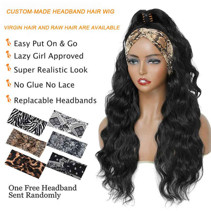 Headband Wig / U-part Wig & V-part Wig 1b# Natural Black Color