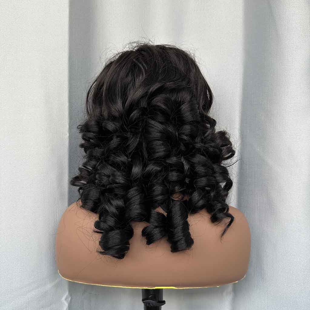 Double Drawn Bouncy Wig, Natural Color, #350/brown and #4/27 Piano Color
