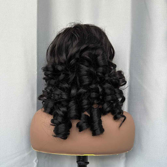 Double Drawn Bouncy Wig, Natural Color, #350/brown and #4/27 Piano Color