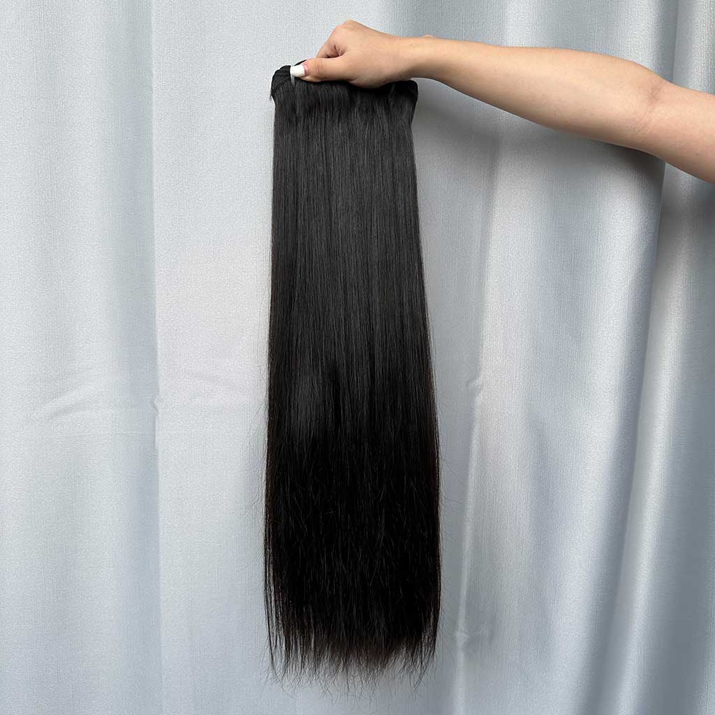 Double Drawn Straight Natural Color High Density Thick Hair Bundles