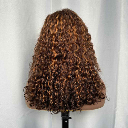 Double Drawn Water Wave Wig, Natural Color, Piano Color and Burgundy Color