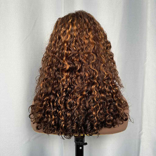 Double Drawn Water Wave Wig, Natural Color, Piano Color and Burgundy Color
