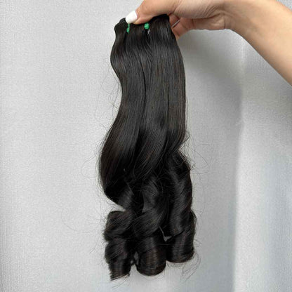 Loose Bouncy Double Drawn Virgin Hair Bundles, Natural Color, Piano Color, Burgundy Color and Brown Color