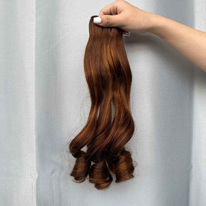 Loose Bouncy Double Drawn Virgin Hair Bundles, Natural Color, Piano Color, Burgundy Color and Brown Color