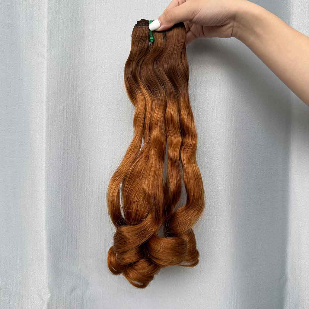 Loose Bouncy Double Drawn Virgin Hair Bundles, Natural Color, Piano Color, Burgundy Color and Brown Color