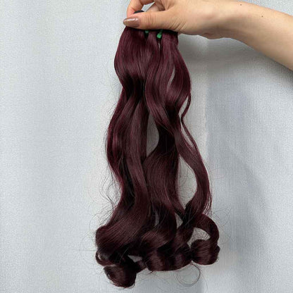 Loose Bouncy Double Drawn Virgin Hair Bundles, Natural Color, Piano Color, Burgundy Color and Brown Color