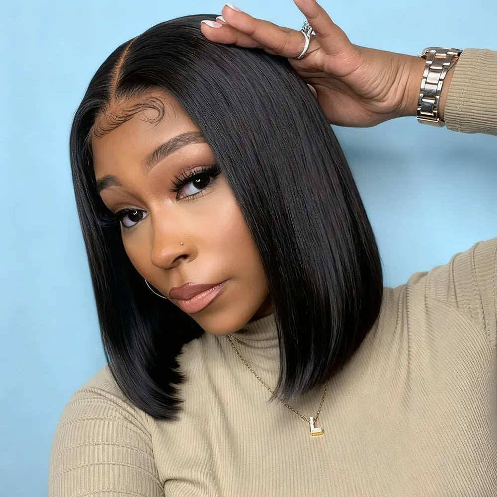 Bob Wig Virgin Straight Hair 180% Density Diy