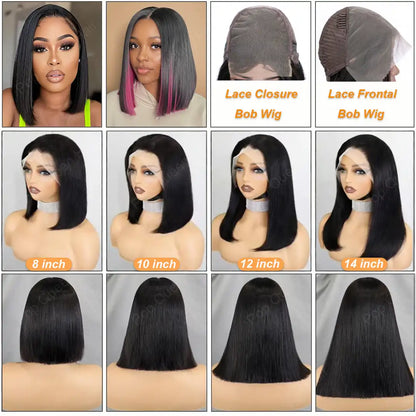 Bob Wig Virgin Hair 180% Density Natural Color