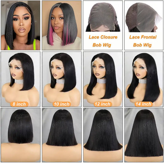 Bob Wig Virgin Hair 180% Density Natural Color