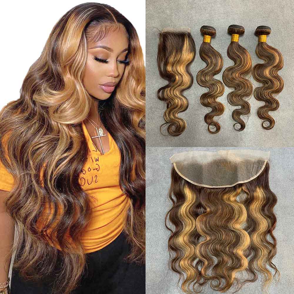 P4/27# Color Virgin Hair Lace Closure And Frontal