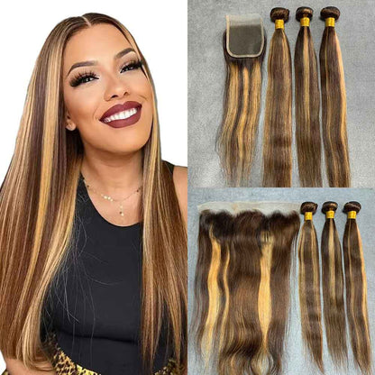 P4/27 Color Hair Bundles And Clsoure/Frontal